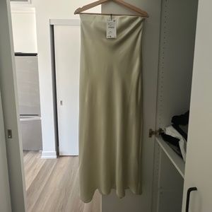 Zara  strapless Satin midi dress